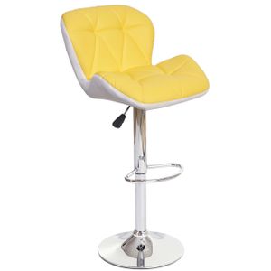 Barová stolička HWC-A92, barová stolička, výškově nastavitelná Imitace kůže  žlutá