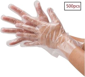 500 Stück Einweghandschuhe aus Polyethylen, transparente und sterile Handschuhe für Lebensmittel