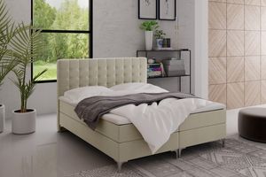 Skříňová postel Grekpol Rico 140x200 cm s matrací TFK H3 a topperem, čalouněná postel s podnoží Látka: Riviera 21