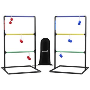 WELLGRO 2x Leitergolf schwarz - Material Kunststoff - Outdoor Wurfspiel inkl. Aufbewahrungstasche - Geschicklichkeitsspiel ca. 69x60x102cm (LxBxH)