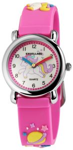 Excellanc 4500006-001 Kinderuhr "Einhorn" - Silikonband in pink - Analog