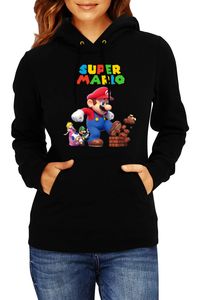 Giant Mario Damen Kapuzenpullover Sweatshirts Super Mario Bros Luigi Bowser, S / Schwarz