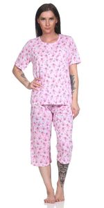 Damen Pyjama 2 teiliger Schlafanzug Hausanzug 3/4 Sommer; Rosa/L/40