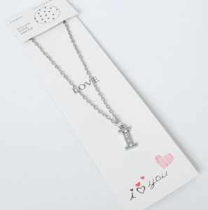 Halskette mit Strass Buchstaben Anhänger Buchstabe Buchstabe I