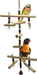FNCF Hölzerne Kletterleiter Spielzeug für  Vögel, Papageien,Käfig, Barsch