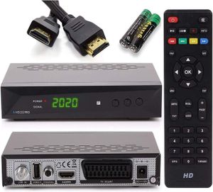 Anadol HD 222 Pro 1080P Digital HDTV Sat-Receiver für Satellitenfernseher - Timeshift, Multimedia- & PVR Aufnahmefunktion - Astra & Hotbird vorinstalliert - HDMI, SCART, USB, DVB-S/S2, HDMI Kabel