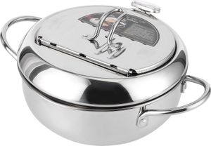 Japanischer Mini Edelstahl Bratentopf mit Thermometer - Induktionskochfeld kompatibel, 24 cm Größe