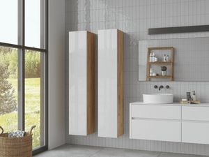 PLATAN ROOM Badezimmer Hängeschrank Badschrank 160 cm hoch Badhängeschrank mit Fronten in Hochglanz und Push-to-Open Funktion