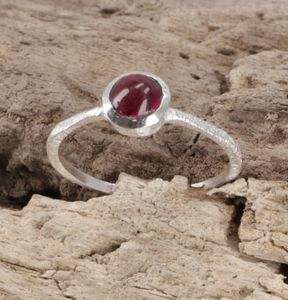 Stapelring, Silberring, Boho Style Ring Modell 3 - Granat, Rot, SterlingSilber, Größe: 53 (16,9 mm)