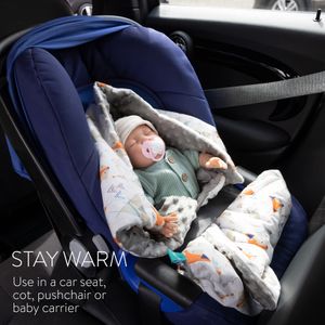 Navaris Einschlagdecke für Babyschale - universal Baby Decke für u.a. Maxi Cosi Römer Cybex Autositz - Kinderwagen Fußsack - Decke Fuchs Design