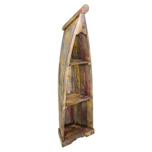 Badregal Bootsregal mit Steg  Boot Regal Standregal Aufbewahrung Badezimmer ca.148 cm Albesia Holz Multicolor Mittel