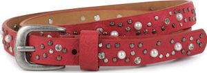 styleBREAKER schmaler Gürtel mit Nieten, Perlen und Strass, Vintage Nietengürtel, kürzbar, Damen 03010086