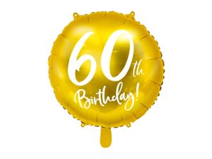 Folienballon mit Schrift 60th Birthday 45cm gold