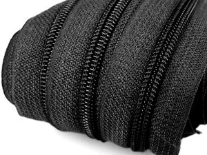 Schnoschi 2 m schwarzer endlos Reißverschluss mit  5 mm Laufschiene + 5 Zipper, Spiralreißverschluss