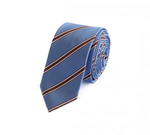 Fabio Farini - Krawatte - gestreifte Herren Krawatte - Tie mit Streifen in 6cm oder 8cm Breite Schmal (6cm), Hellblau/Braun/Weiß