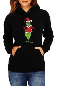 Grinch Christmas Damska bluza z kapturem Sweatshirt Christmas Tree New Year Eve Holiday Gift, Lady  L / Czarny