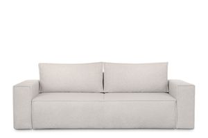 KONSIMO Schlafsofa 3 Personen zeitloses Design mit weiche Sitzfläche und hohe Rückenlehne "NAPI II" ,weiß, Bouclé-Stoff, Modern, 244x89x101 cm