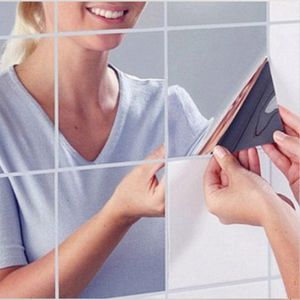 45x Spiegelfliesen Wandspiegel PVC Spiegelfolie Selbstklebend Aufkleber