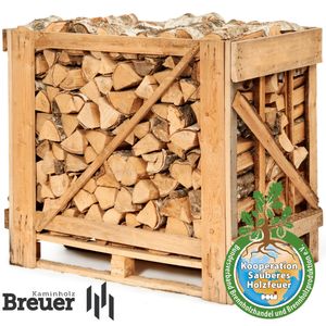 1 RM PREMIUM Birken Brennholz | 25cm | kammergetrocknet | auf Palette | 500kg | Kaminholz | 1,6 SRM
