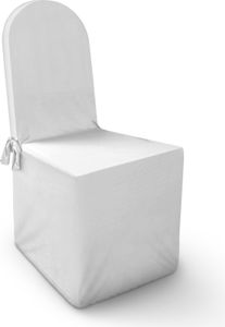 Bestlivings poťah na stoličky ( biely ) - okrúhle operadlá stoličiek - strečový poťah ( 45 cm x 96 cm ) elastický poťah na banketové stoličky univerzálny poťah - poťah na sedadlo Elastan