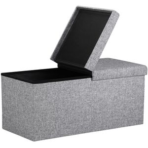 Sitztruhe faltbar Aufbewahrungsbox Truhenbank Sitzbank Sitzhocker Truhe Bank, Größe/Farbe:L Hellgrau