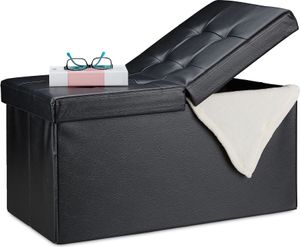 relaxdays Kunstleder Sitzbank klappbarer Deckel relaxdays Kunstleder Sitzbank klappbarer Deckel