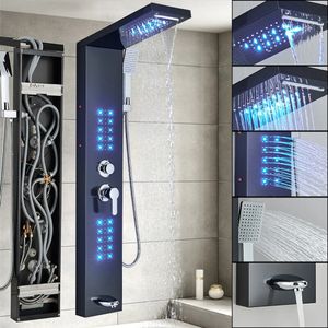 Černý sprchový panel nerezový LED sprchový sloup sprchová baterie dešťová sprcha masážní sprchová baterie