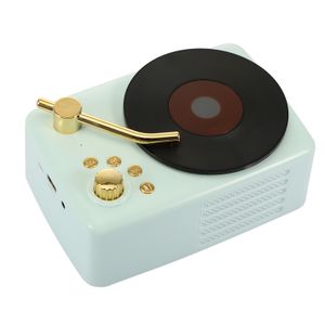 drahtlose Bluetooth-kompatible 5.0 wiederaufladbare Vintage-Gramophon-Lautsprecher Musik Player-Blau