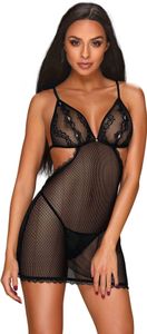 Millagro durchsichtiges Netzkleid mit Tanga - Schwarz