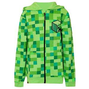 Chlapecká bunda s kapucí Minecraft Creeper Character NS336 (9-10 let (140)) (Pixelová zelená)