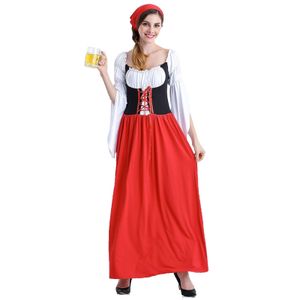 Damen Trachtenkleid Ethno Maxi Kleid für Oktoberfest, Halloween,Größe: S