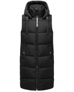 Navahoo Damen Weste Steppmantel Jacke Outdoor Mantel Lang Schnuffelchen Black 38 - M