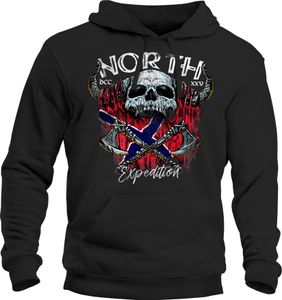 Hoodie Herren North Wikinger Norwegen Skull Totenkopf Print Kapuzen-Pullover Männer Fashion Streetstyle Neverless® schwarz S