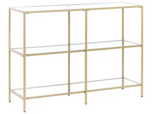 BELIANI Konsolentisch Gold / Transparent Gehärtetes Glas/Eisen 3 Fächer Rechteckig Wohnzimmer Flur Schlafzimmer im Glamour Stil