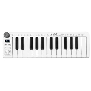 M-VAVE SMK-25mini MIDI-Tastatur, wiederaufladbar, 25-Tasten-MIDI-Steuertastatur, tragbare Mini-USB-Tastatur, MIDI-Controller mit 25 anschlagdynamischen Tasten, 1 Knopf