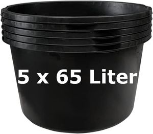5 x Mörtelkübel rund 65 Liter schwarz