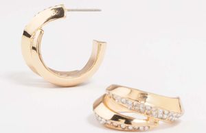 Lovisa - Goldene Dicke Diamant Doppelte Creolen Ohrringe