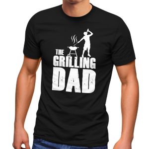 Herren T-Shirt The Grillling Dad Griller Grill-Geschenk Papa Vatertag Fun-Shirt Parodie Spruch lustig Moonworks® schwarz M