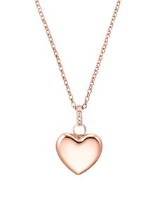 s.Oliver Damen 925 Sterling Silber Halskette mit Herz-Anhänger und Zirkonia in roségoldfarben - 2032598