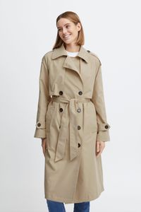 b.young BYASTO Damen Trenchcoat Jacke Übergangsmantel Mantel mit Reverskragen und Gürtel seitliche Eingrifftaschen