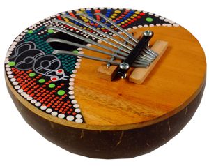 Musikinstrument aus Holz, Musik Percussion Rhythmus Klang Instrument, Handgearbeitet aus Kokosnuss - Kalimba 2, Braun, 5*15*15 cm, Musikinstrumente