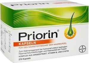 Priorin kapsle pro hormonální dědičné poruchy růstu vlasů a vypadávání vlasů u žen, 270 kapslí