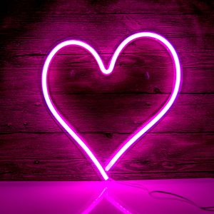 USB Herz Herzförmig LED Neon Wandleuchte, Neon Schild Nachtlichter Neon Sign Neonlicht Leuchtreklame für Party Bar Gaming Schlafzimmer Zimmer Wand Deko, Kinder Geburtstag