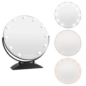  Dripex Hollywood Schminktischspiegel mit Beleuchtung 58 x 46 cm,  HD Schminkspiegel für Tisch- oder Wandmontieren, Hollywood Spiegel mit 3  Farblichtmodi, 5 Facher Vergrößerung Spiegel, USB Anschluss
