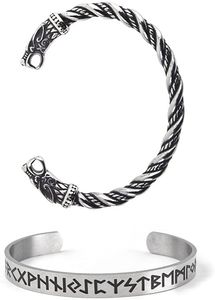 Wikinger Wolf Fenrir Armreif - 2 PCS Edelstahl nordischen skandinavischen Torc - Rune Armreif Armband