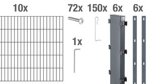 Alberts Zaungabionen Step² zum Einbetonieren anthrazit Mattenbreite 200 cm Höhe 100 cm Länge 10 m