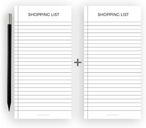 Friendly Fox Einkaufsliste magnetisch - Shopping to do listen block - 2x Magnetblock Kühlschrank mit 50 Einkaufszettel &. Magnetstift - Kühlschrankblock (Doppelpack SchwarzWeiss)