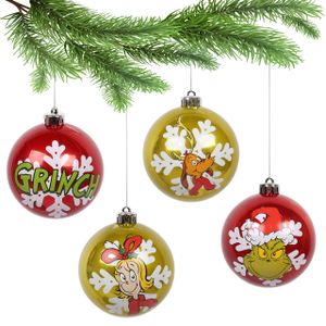Der Grinch Weihnachtskugelset, Weihnachtsbaumschmuck aus Kunststoff 4 Stück
