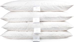4-er Set | Kopfkissen 80x80 cm | Füllung: 1000 Gramm Daunen | 100% Natur Kissen | Bezug: 100% Baumwolle | Federkissen 80 x 80 cm |