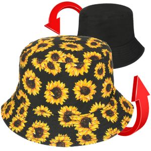 Versoli Bucket Hat - BH03 - Wendehut Sommerhut Fischermütze Sonnenmütze Sonnenschutz Uni - SONNENBLUMEN
